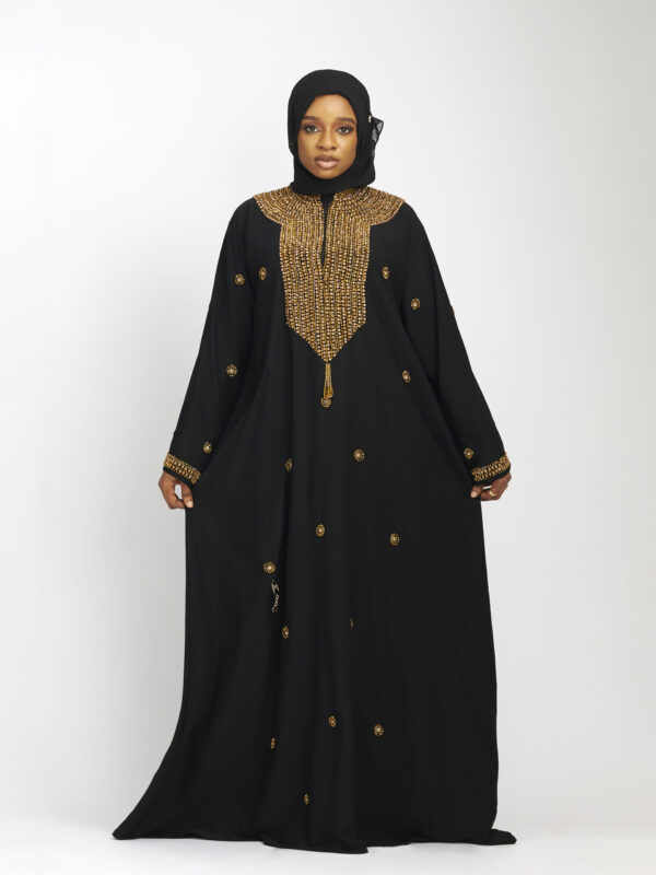 LUXE HIGH NECK CHEST BEADED KAFTAN
