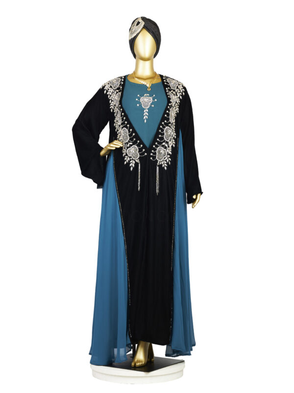 LUXE VELVET UMBRELLA EMBELLISHED ABAYA