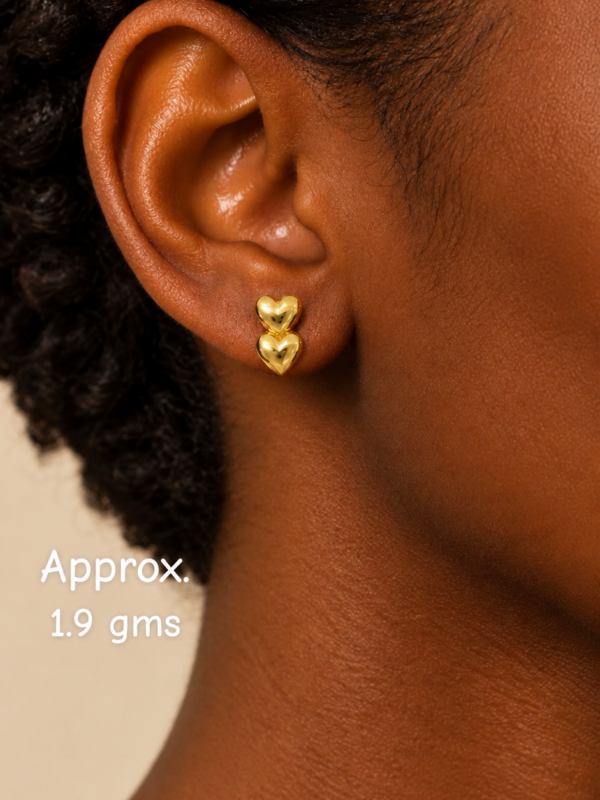 21 KARAT DOUBLE HEART GOLD EARRINGS