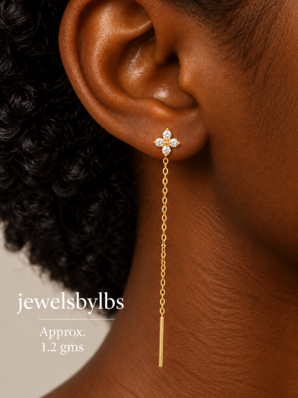 21K STUD DROP GOLD EARRINGS
