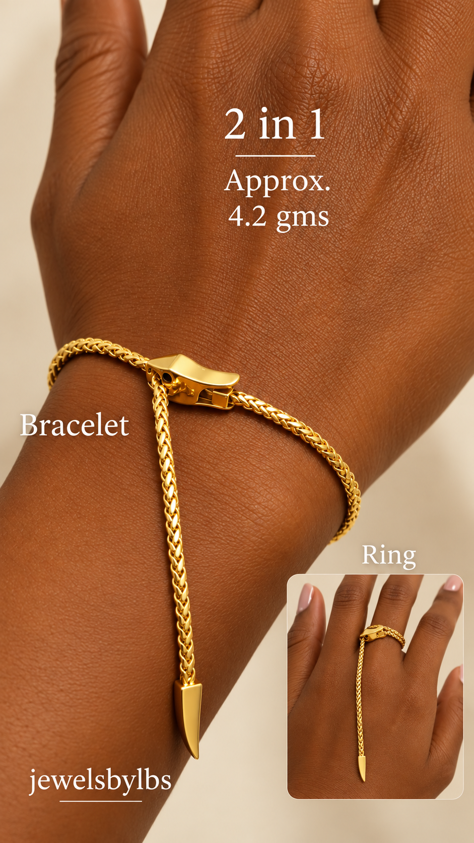 18K 2 IN 1 GOLD BRACELET AND RING 4.2g